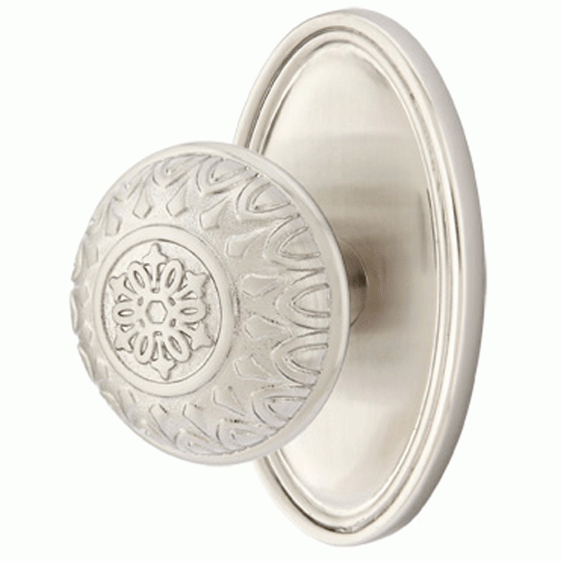 Solid Brass Lancaster Door Knob Set With Oval Rosette (Several Finish Options) EMTEK