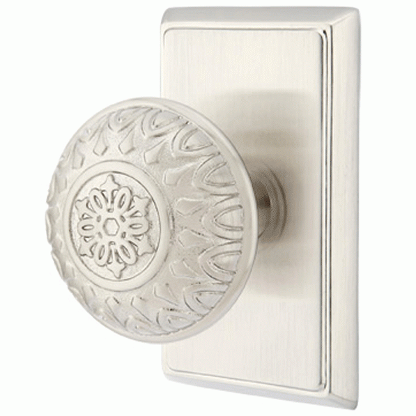 Emtek Solid Brass Lancaster Door Knob Set With Rectangular Rosette (Several Finishes Available) EMTEK