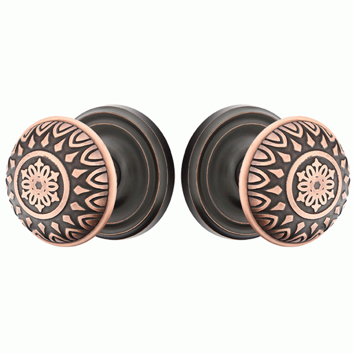 Solid Brass Lancaster Door Knob Set With Regular Rosette (Several Finish Options) EMTEK