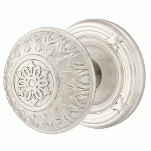 Solid Brass Lancaster Door Knob Set With Ribbon & Reed Rosette (Several Finish Options) EMTEK