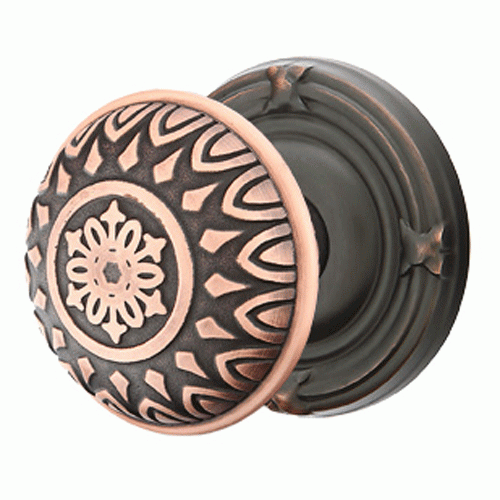 Solid Brass Lancaster Door Knob Set With Ribbon & Reed Rosette (Several Finish Options) EMTEK