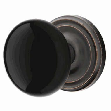 Black Porcelain Ebony Door Knob Set With Regular Rosette (Several Finish Options) EMTEK