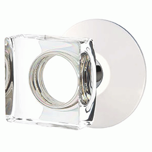 Modern Square Crystal Door Knob Set With Modern Rosette (Several Finish Options) EMTEK