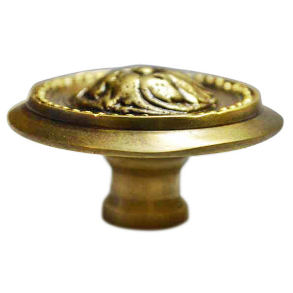 2 Inch Solid Brass Beaded Victorian Cabinet Knob Antique Brass Finish COPPER MOUNTAIN HARDWARE