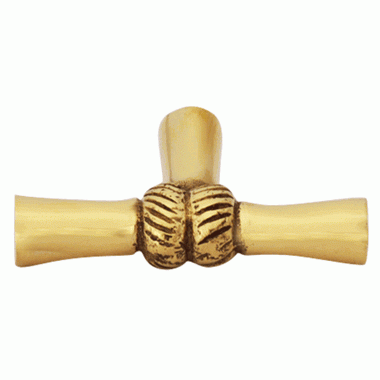 2 Inch Solid Brass Japanese Bamboo Style Knob (Lacquered Brass Finish) COPPER MOUNTAIN HARDWARE