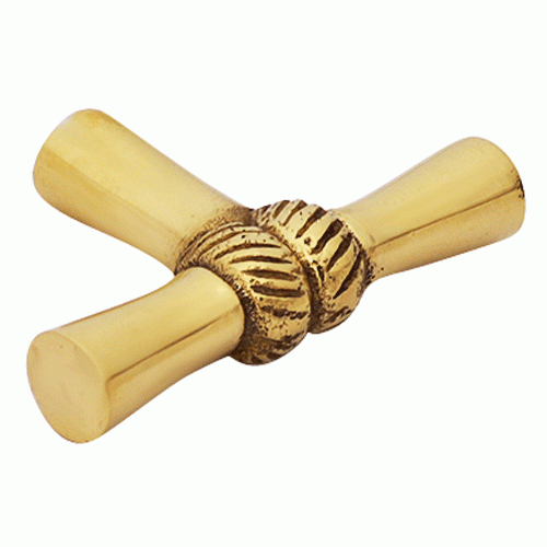 2 Inch Solid Brass Japanese Bamboo Style Knob (Lacquered Brass Finish) COPPER MOUNTAIN HARDWARE