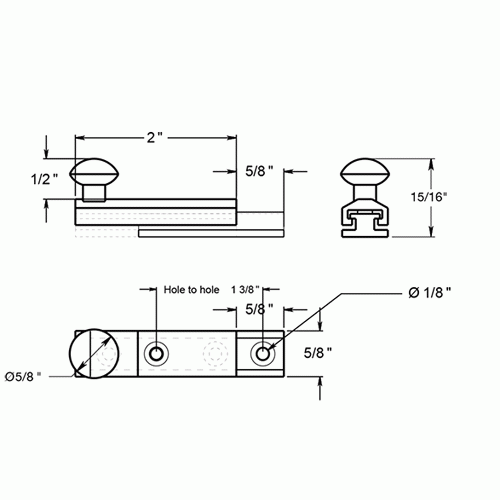 2 Inch Solid Brass Surface Bolt (Brushed Chrome Finish) DELTANA