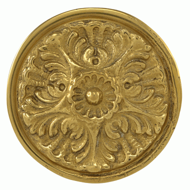 2 Inch Solid Brass Victorian Floral Knob (Polished Brass Finish) COPPER MOUNTAIN HARDWARE