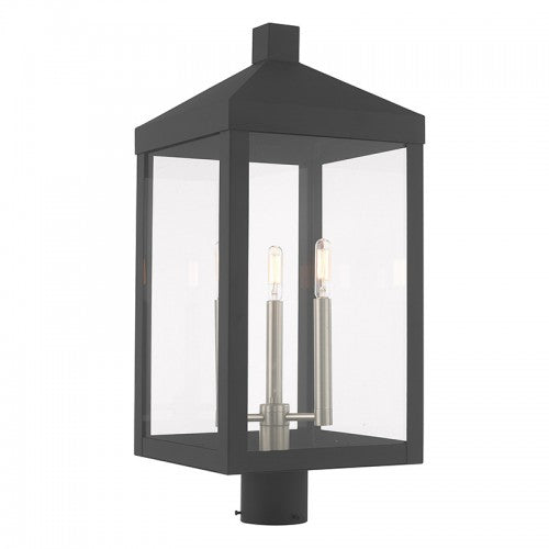 3 Light Scandinavian Gray Outdoor Post Top Lantern Livex