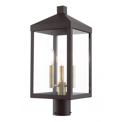 3 Light Bronze Outdoor Post Top Lantern Livex