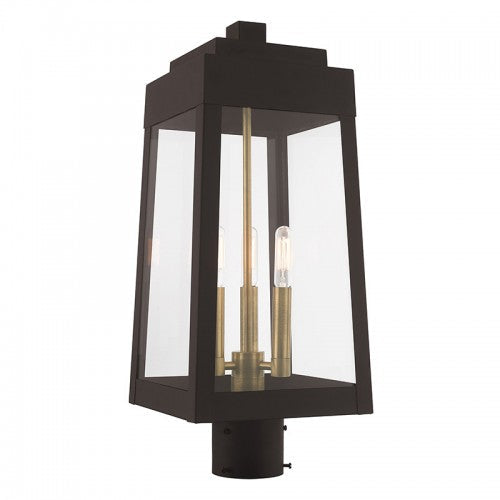 3 Light Bronze Outdoor Post Top Lantern Livex