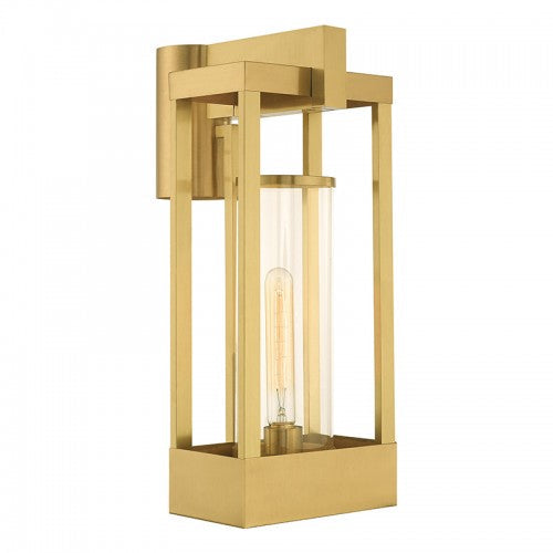 1 Light Satin Brass Outdoor Post Top Lantern Livex