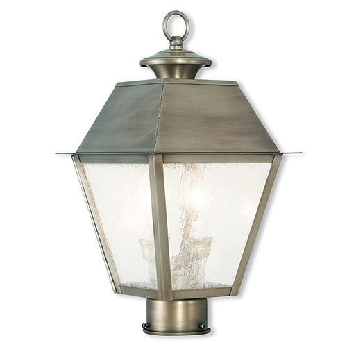 2 Light Vintage Pewter Post Top Lantern Livex