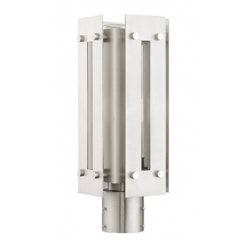 1 Light Brushed Nickel Outdoor Post Top Lantern Livex