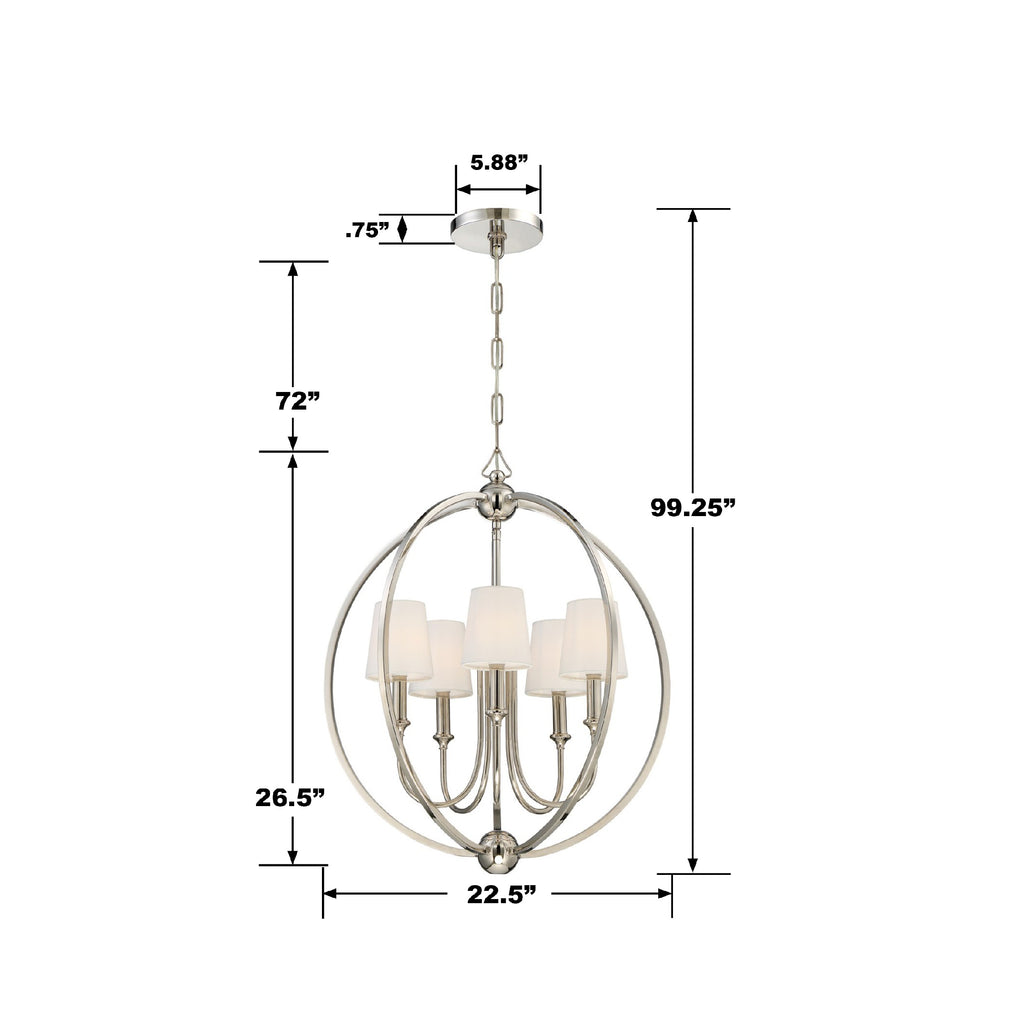 Libby Langdon Sylvan 5 Light Polished Nickel Chandelier Crystorama