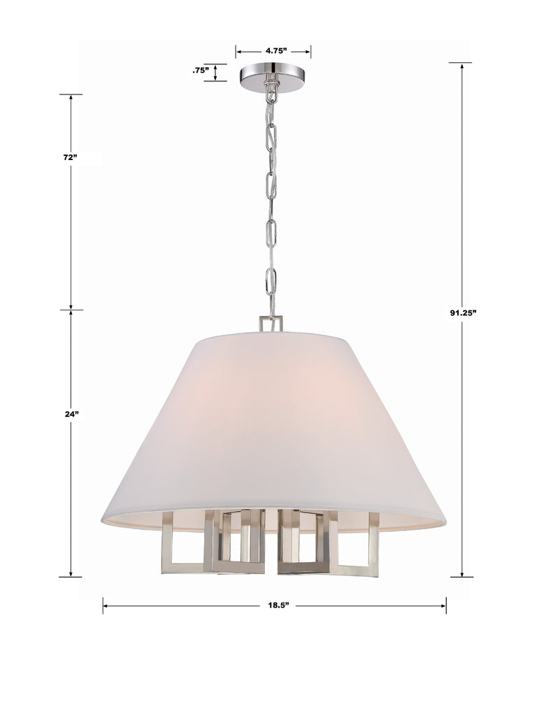 Libby Langdon Westwood 6 Light Polished Nickel Chandelier Crystorama