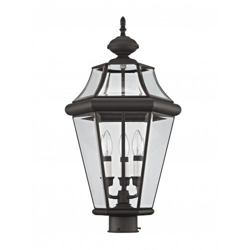 3 Light Bronze Outdoor Post Top Lantern Livex