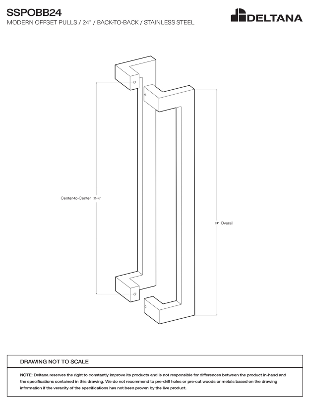 24 Inch Stainless Steel Back-To-Back Modern Pulls (Several Finishes Available)