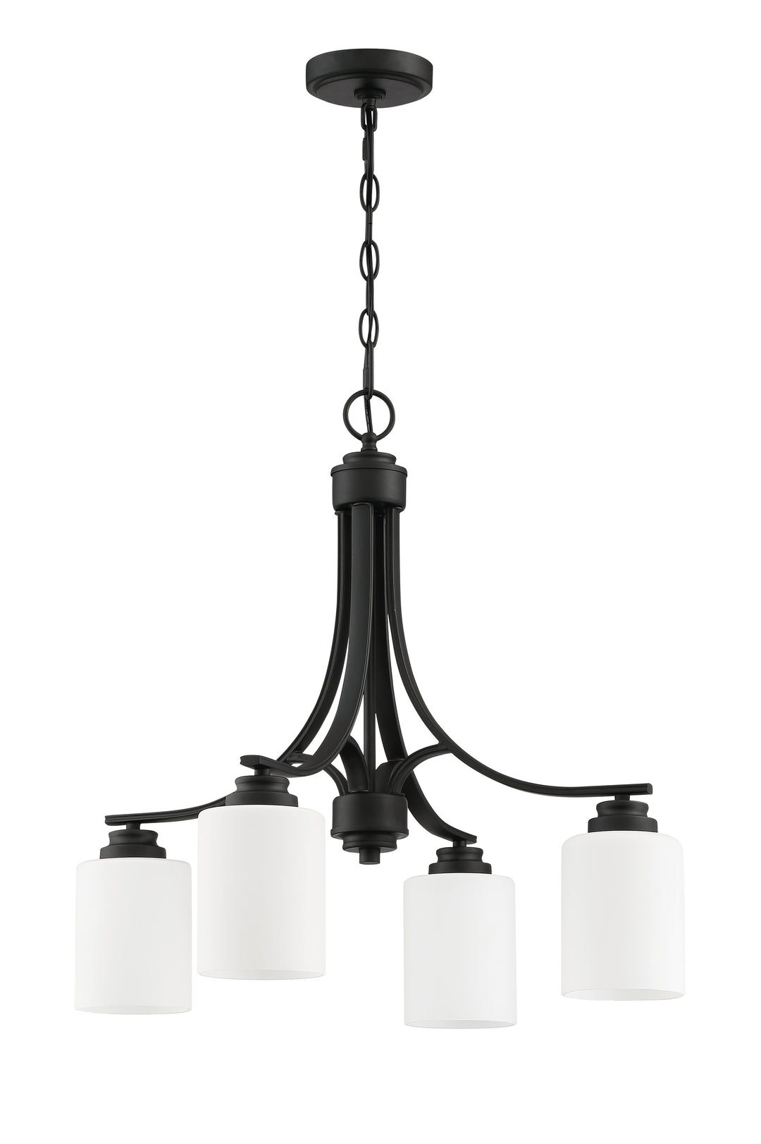 Bolden 4 Light Chandelier in Flat Black (White Glass) CRAFTMADE