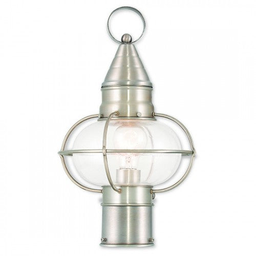 1 Light Brushed Nickel Outdoor Post Top Lantern Livex