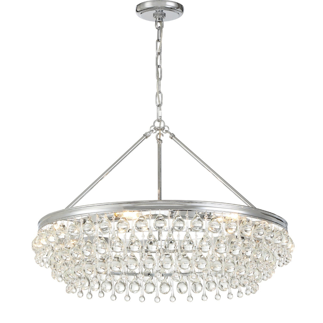 Calypso 6 Light Crystal Teardrop Polished Chrome Chandelier Crystorama