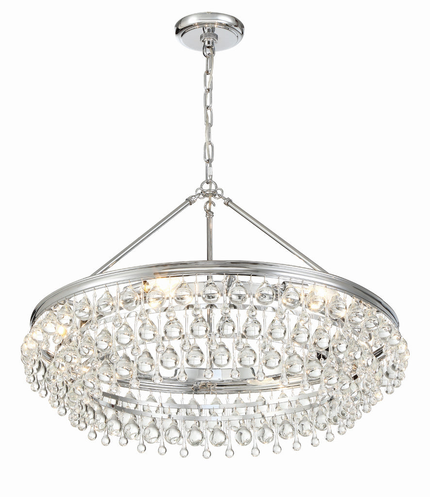 Calypso 6 Light Crystal Teardrop Polished Chrome Chandelier Crystorama