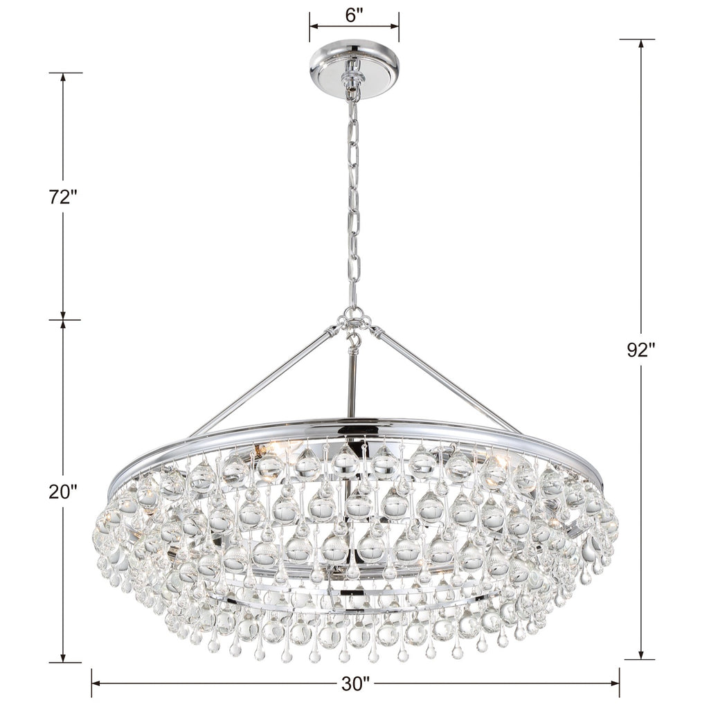 Calypso 6 Light Crystal Teardrop Polished Chrome Chandelier Crystorama