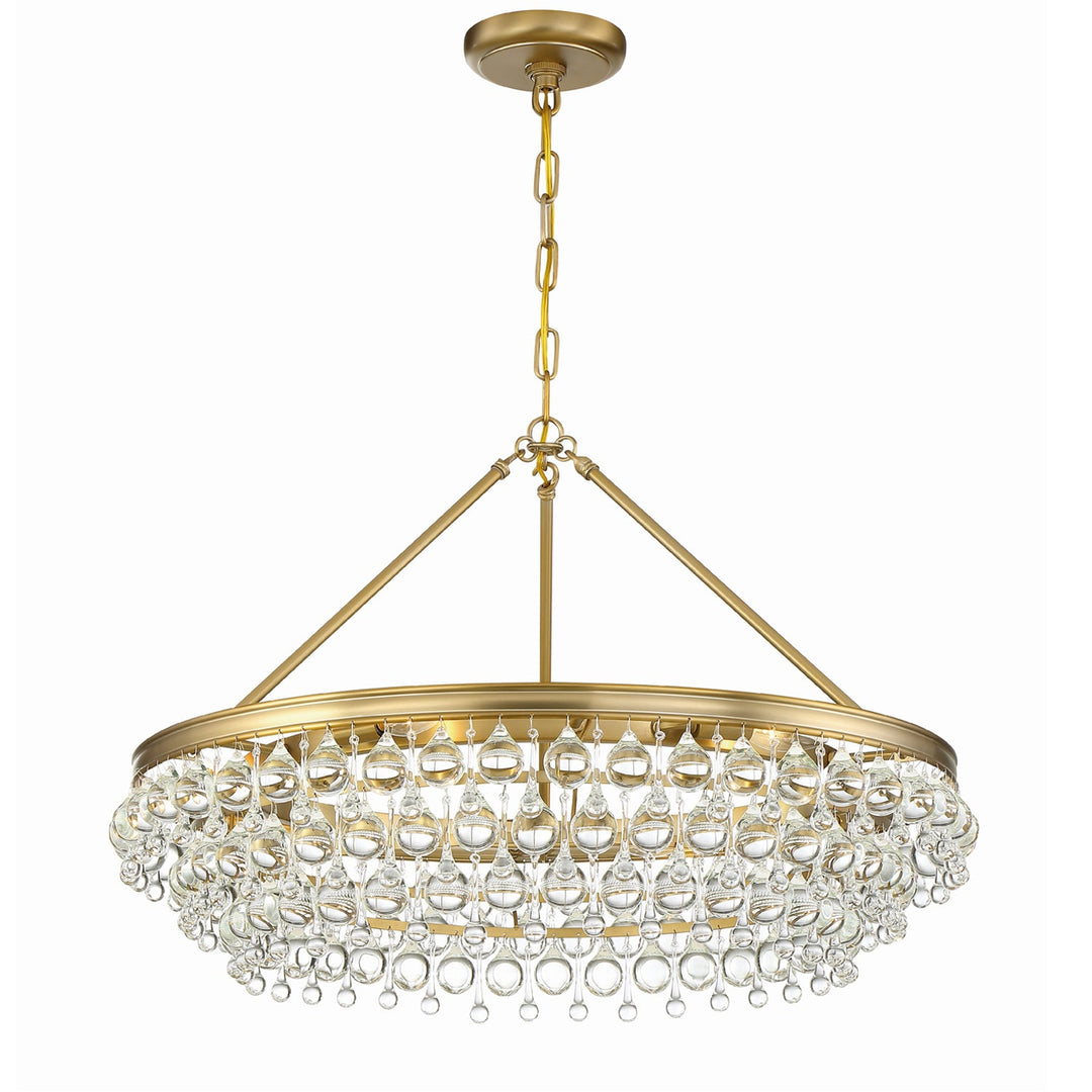 Calypso 6 Light Crystal Teardrop Vibrant Gold Chandelier Crystorama