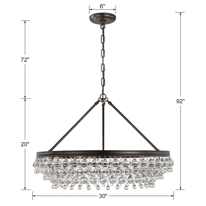 Calypso 6 Light Crystal Teardrop Vibrant Bronze Chandelier Crystorama