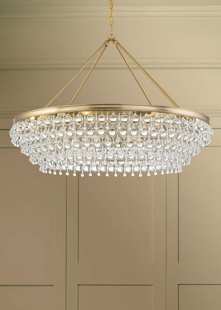 Calypso 8 Light Crystal Teardrop Vibrant Gold Chandelier Crystorama