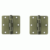3 1/2 Inch x 3 1/2 Inch Ball Bearing Steel Hinge (Antique Brass Finish) DELTANA