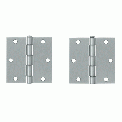 3 1/2 Inch x 3 1/2 Inch Steel Hinge (Brushed Chrome Finish) DELTANA