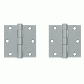 3 1/2 Inch x 3 1/2 Inch Heavy Duty Steel Hinge (Brushed Chrome Finish) DELTANA