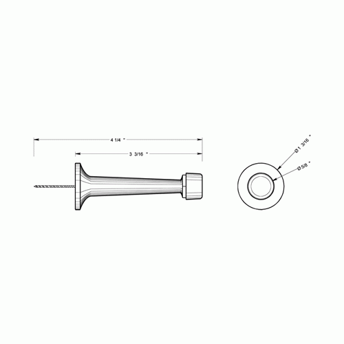 3 1/4 Inch Solid Brass Baseboard Door Bumper (Polished Brass Finish) DELTANA