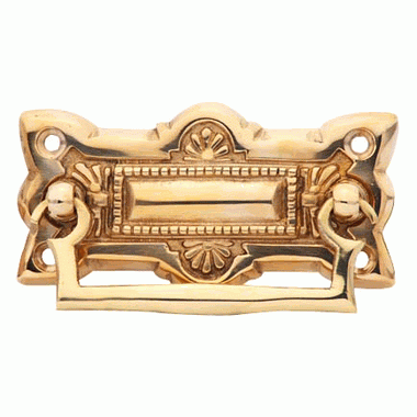 3 3/4 Inch (3 Inch c-c) Art Deco Solid Brass Drawer Pull