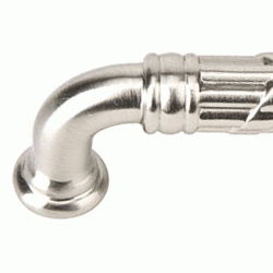 3 5/8 Inch (3 Inch c-c) Solid Brass Ribbon & Reed Fixed Pull - Estate (Brushed Nickel Finish) EMTEK