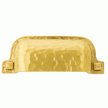 Emtek Arts & Crafts 3 Inch Solid Brass Hammered Bin Pull (Satin Brass Finish) EMTEK