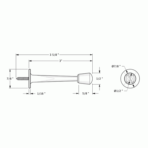 3 Inch Solid Zinc Alloy Baseboard Door Bumper (Polished Chrome Finish) DELTANA