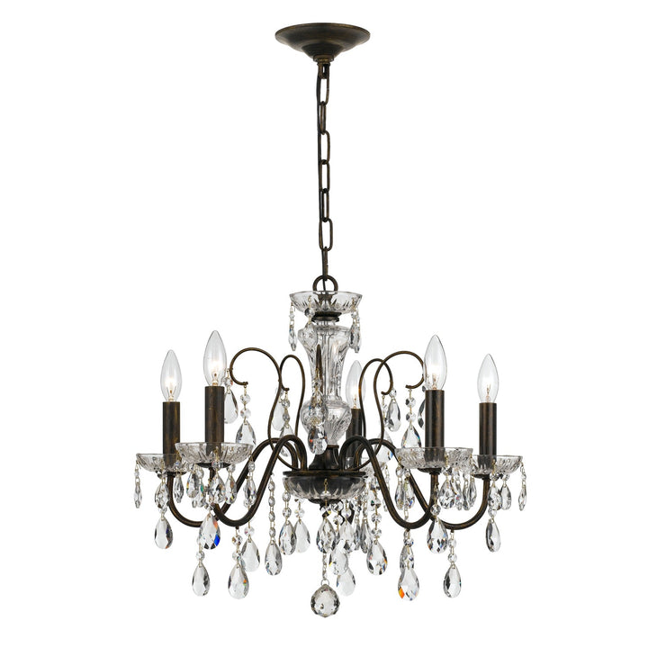 Butler 5 Light Hand Cut Crystal English Bronze Chandelier Crystorama