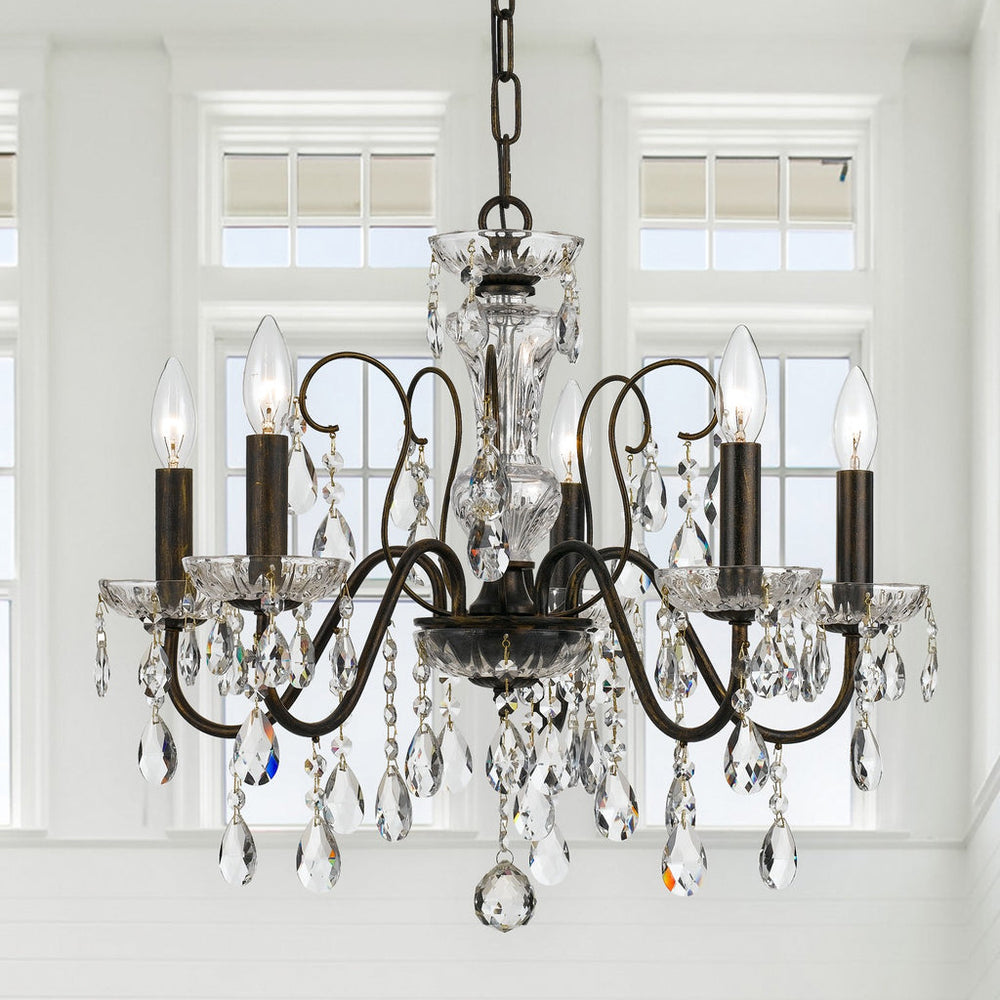 Butler 5 Light Hand Cut Crystal English Bronze Chandelier Crystorama