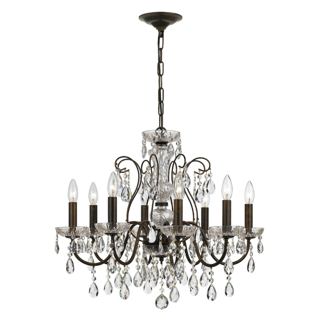 Butler 8 Light Hand Cut Crystal English Bronze Chandelier Crystorama