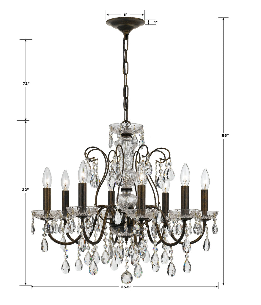 Butler 8 Light Hand Cut Crystal English Bronze Chandelier Crystorama