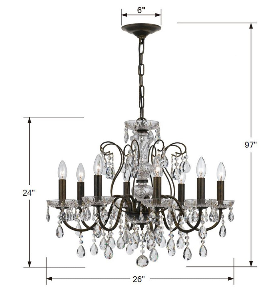 Butler 8 Light Swarovski Strass Crystal English Bronze Chandelier Crystorama