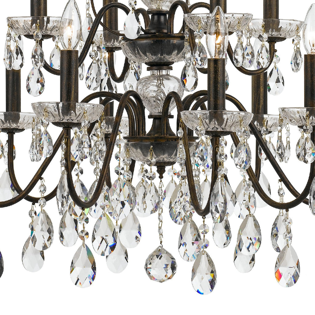 Butler 12 Light Hand Cut Crystal English Bronze Chandelier Crystorama