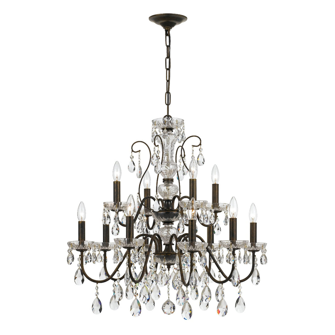 Butler 12 Light Swarovski Strass Crystal English Bronze Chandelier Crystorama