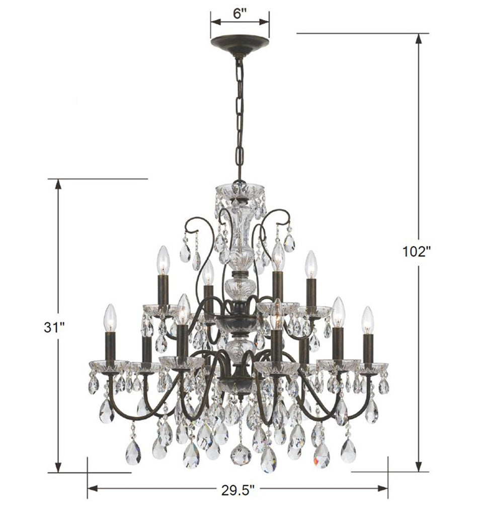 Butler 12 Light Spectra Crystal English Bronze Chandelier Crystorama