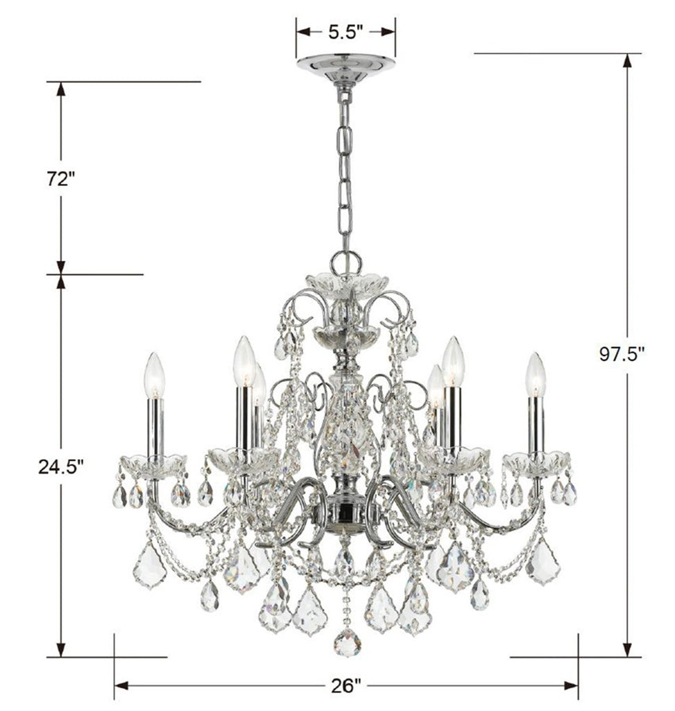 Imperial 6 Light Spectra Crystal Polished Chrome Chandelier Crystorama