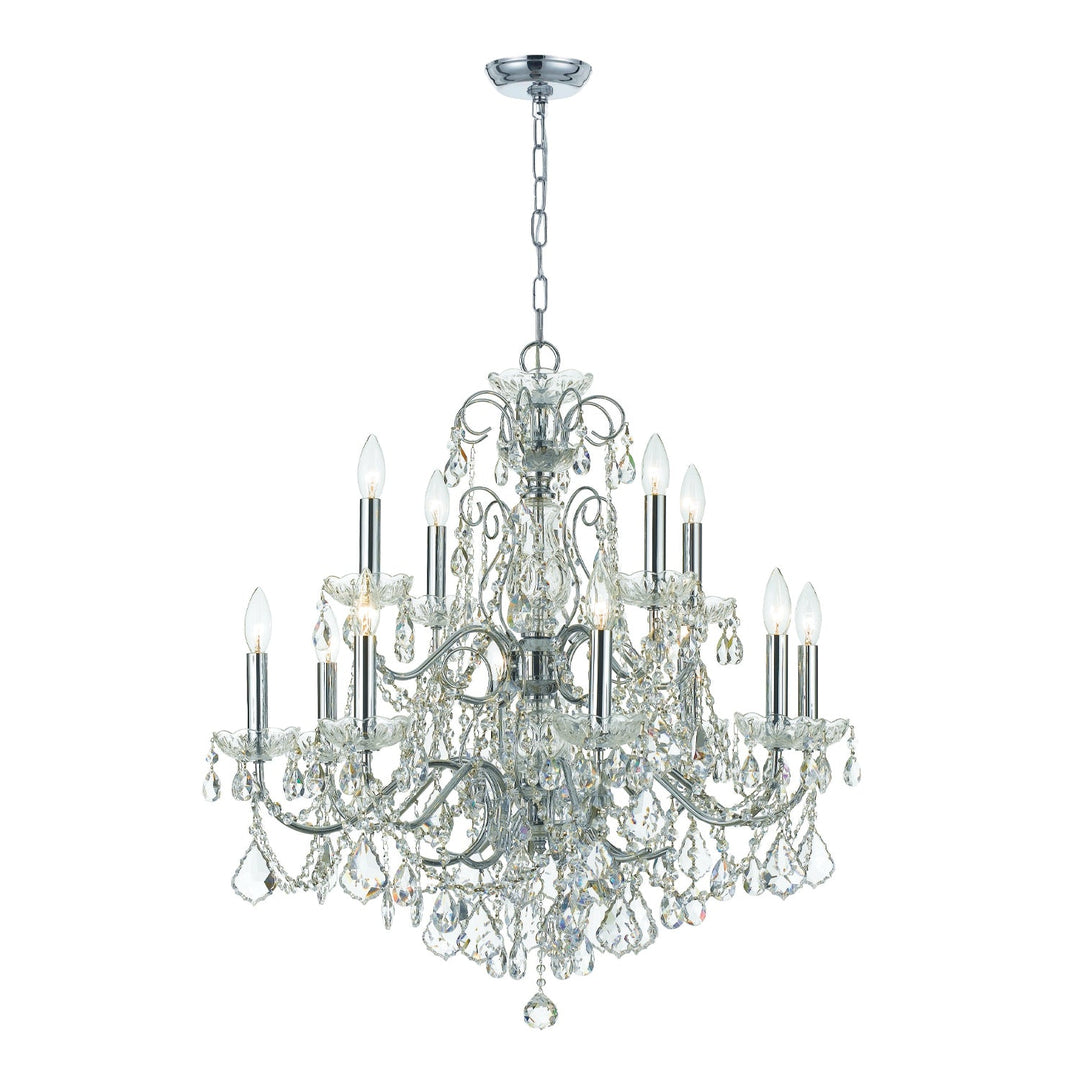 Imperial 12 Light Clear Italian Crystal Polished Chrome Chandelier Crystorama