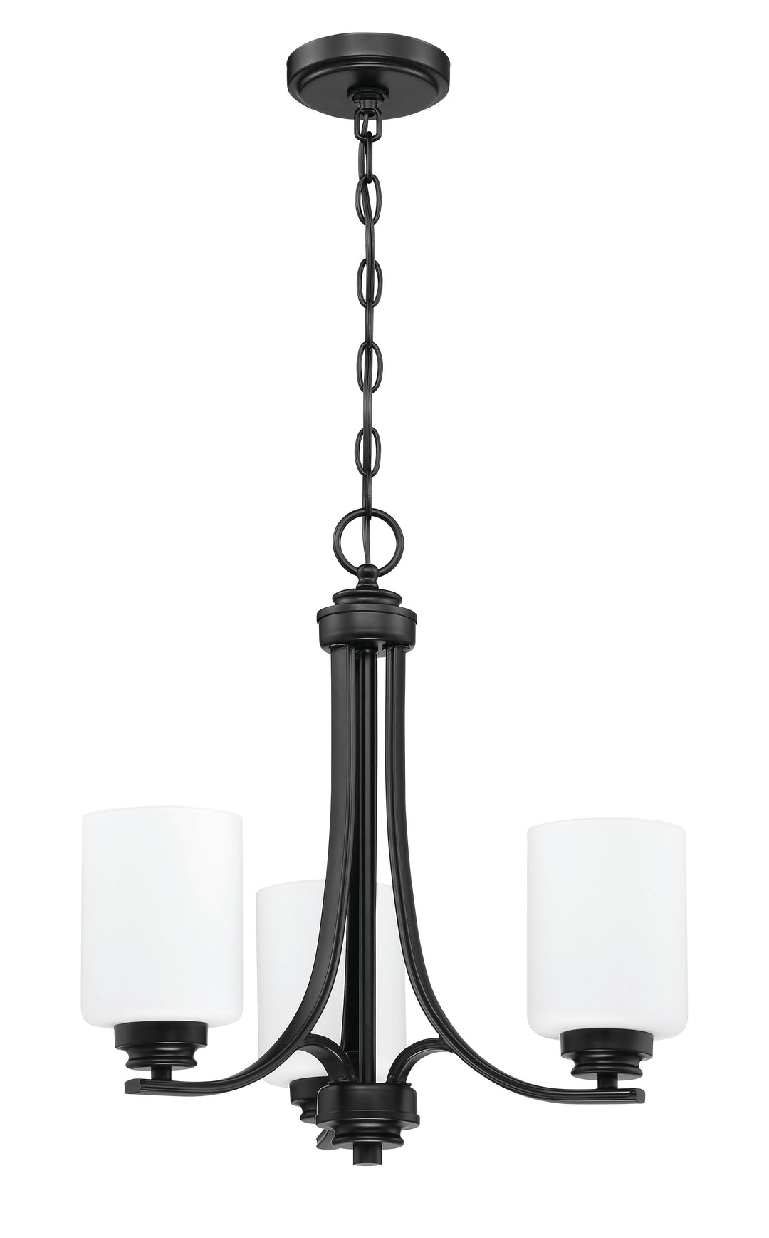 Bolden 3 Light Chandelier in Flat Black (White Glass) CRAFTMADE