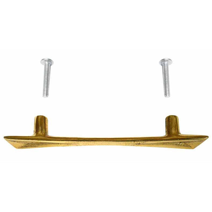 4 1/2 Inch (3 Inch c-c) Pyramid Curve Handle (Polished Brass Finish) COPPER MOUNTAIN HARDWARE